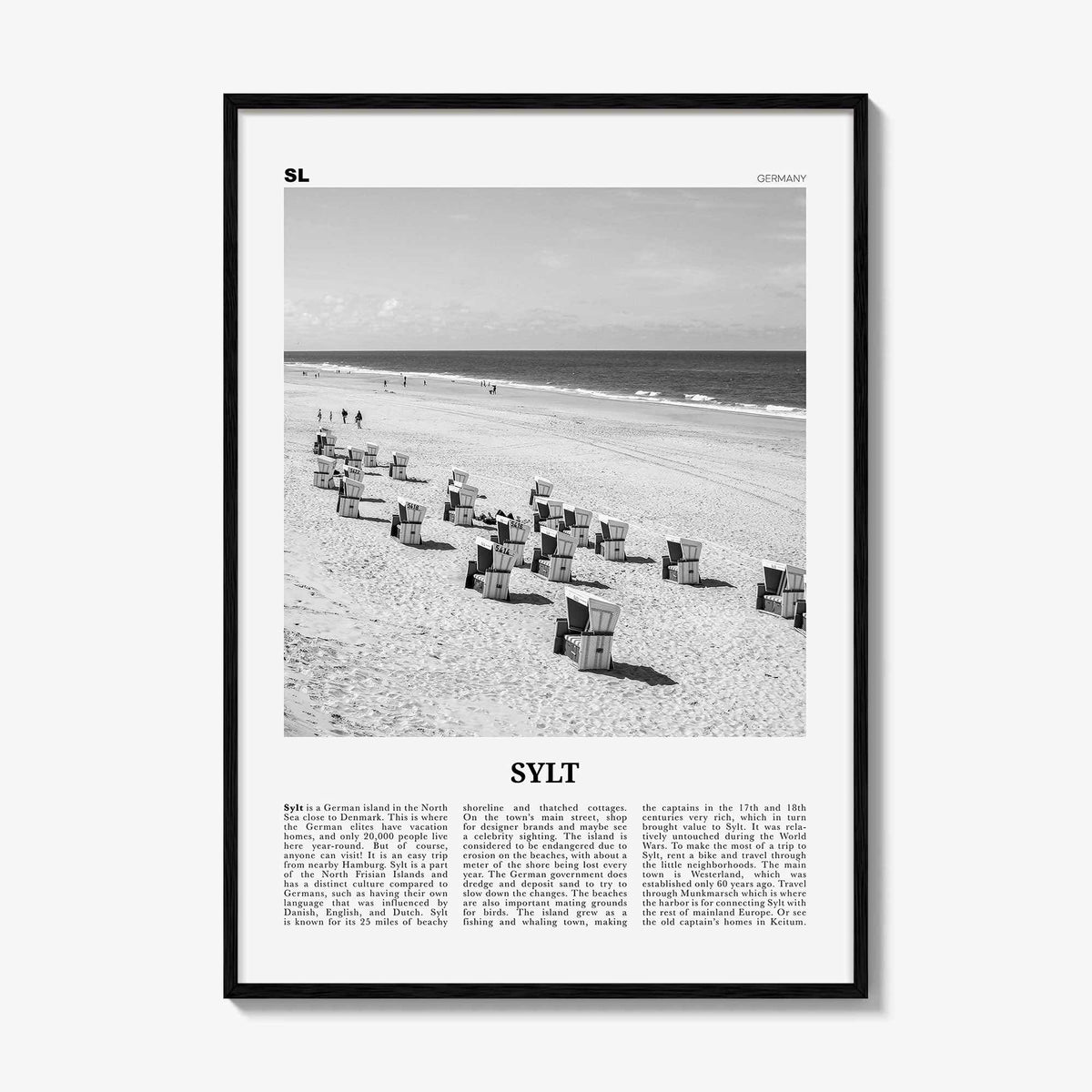 Sylt Print Black and White, Sylt Wall Art, Sylt Poster, Sylt Photo, Sylt Wall Décor, Sylt Map, Germany