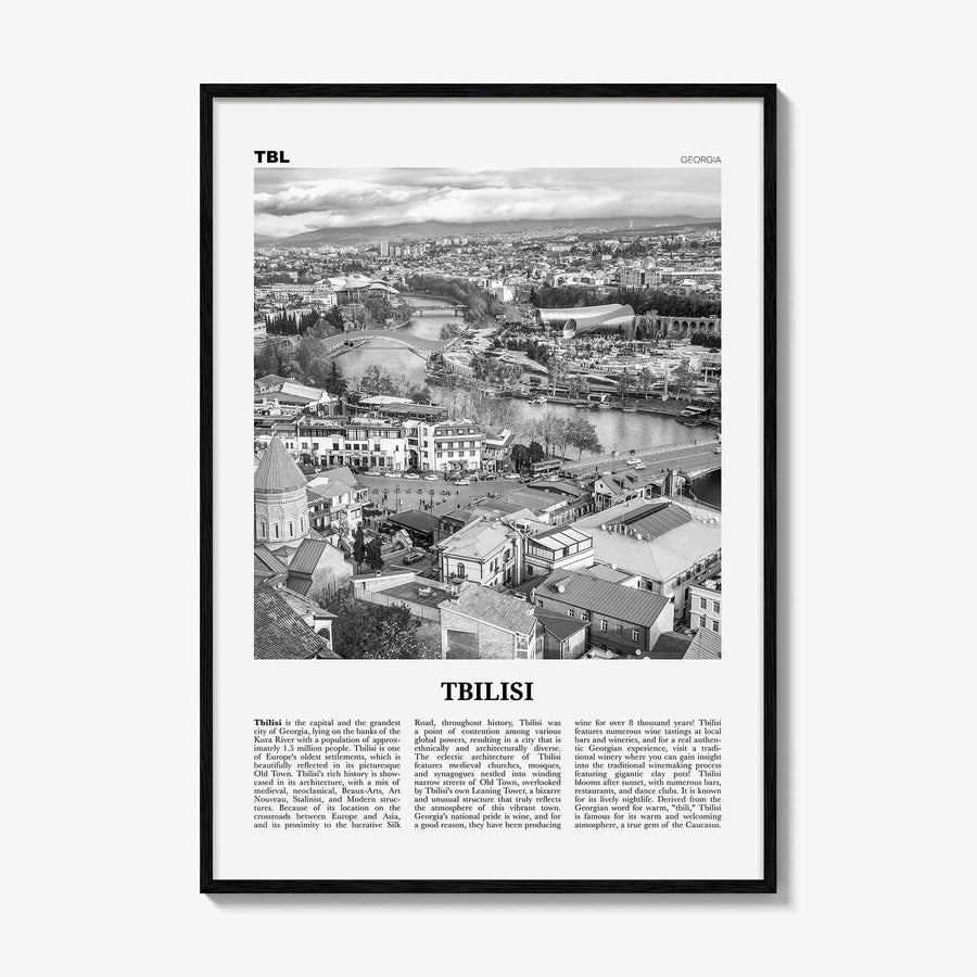 Tbilisi Print Black and White, Tbilisi Wall Art, Tbilisi Poster, Tbilisi Photo, Tbilisi Wall Décor, Georgia, თბილისი, Tiflis, Kura River