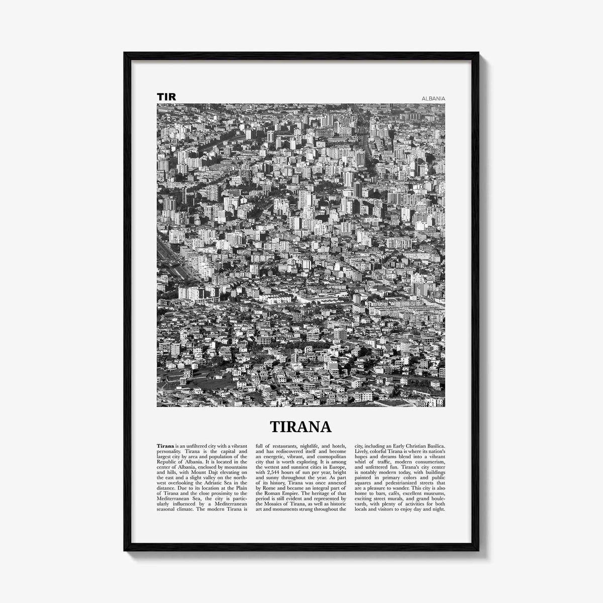 Tirana Print Black and White, Tirana Wall Art, Tirana Poster, Tirana Photo, Tirana Wall Decor, Albania, Tirona Shqipërisë, Europe
