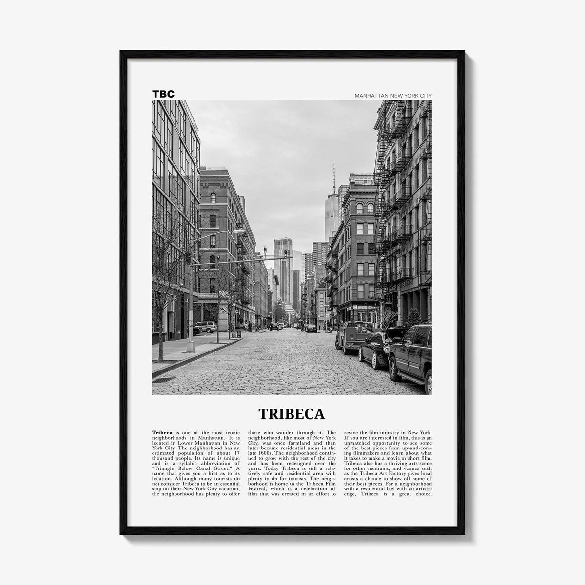 Tribeca Print Black and White, Tribeca Wall Art, Tribeca Poster, Tribeca Photo, Tribeca Wall Décor, Manhattan, New York, USA, United States