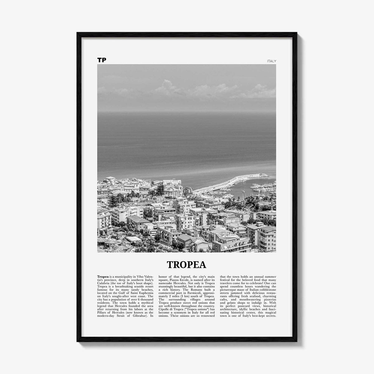 Tropea Print Black and White, Tropea Wall Art, Tropea Poster, Tropea Photo, Tropea Wall Décor, Italy, Italia