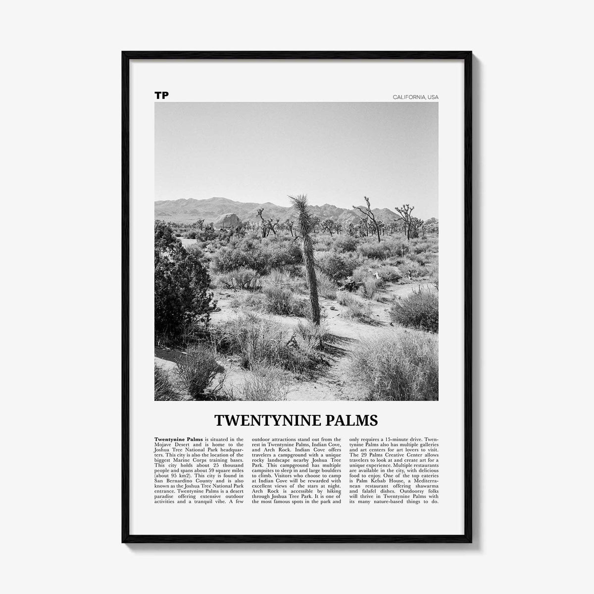 Twentynine Palms Print Black and White, Twentynine Palms Wall Art, Twentynine Palms Poster, Twentynine Palms Photo, California, USA