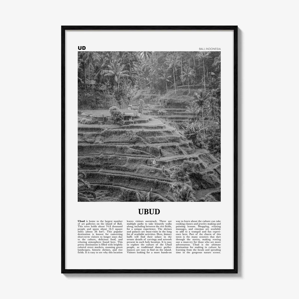 Ubud Print Black and White, Ubud Wall Art, Ubud Poster, Ubud Photo, Ubud Wall Décor, Ubud Map, Bali, Indonesia