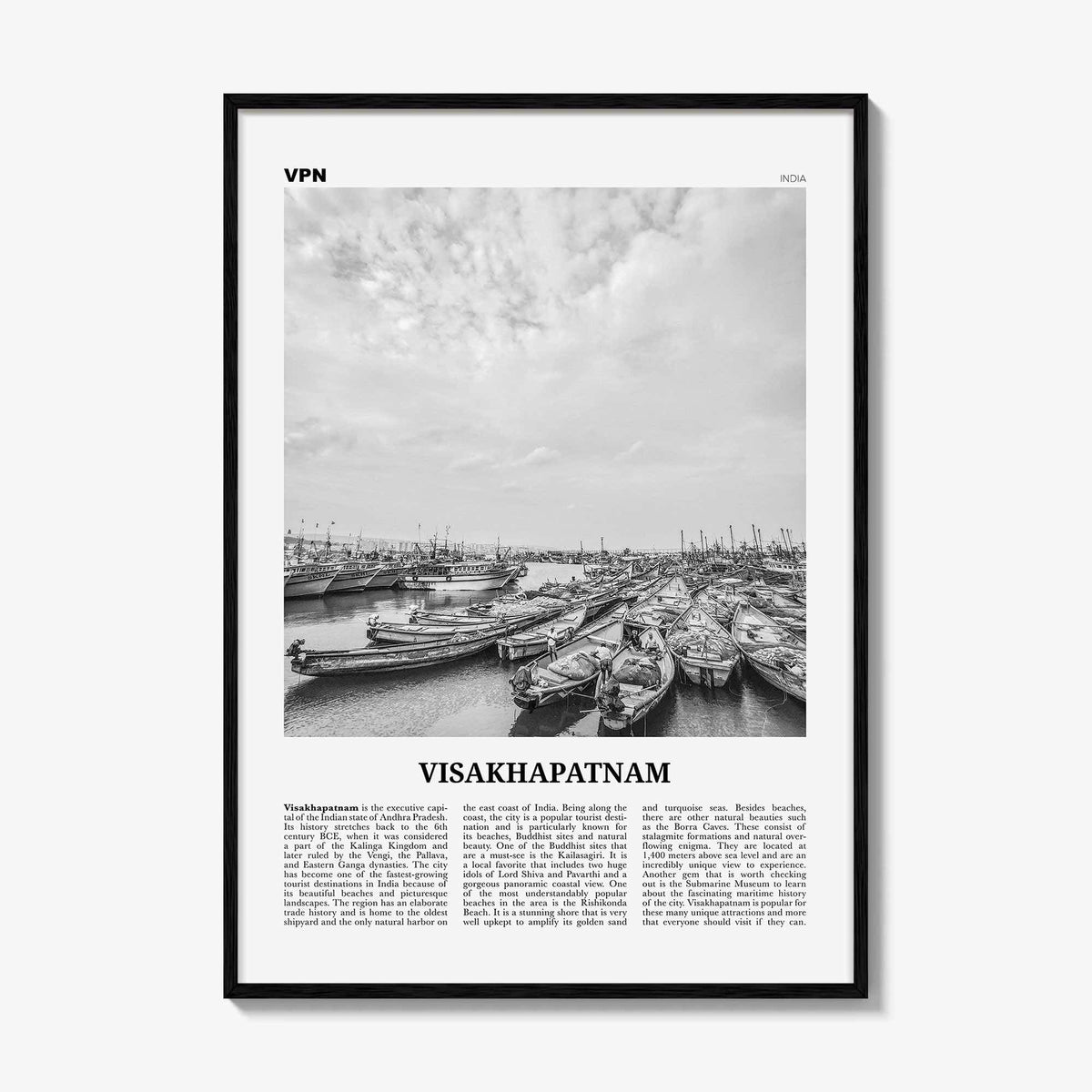 Visakhapatnam Print Black and White, Visakhapatnam Wall Art, Visakhapatnam Poster, Visakhapatnam Photo, Visakhapatnam Wall Décor, India