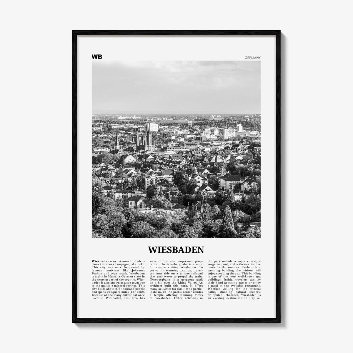 Wiesbaden Print Black and White, Wiesbaden Wall Art, Wiesbaden Poster, Wiesbaden Photo, Wiesbaden Wall Décor, Wiesbaden Map, Germany