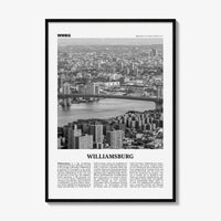 Williamsburg Print Black and White New York No 1, Williamsburg Wall Art, Williamsburg Poster, Brooklyn, USA, United States, North America