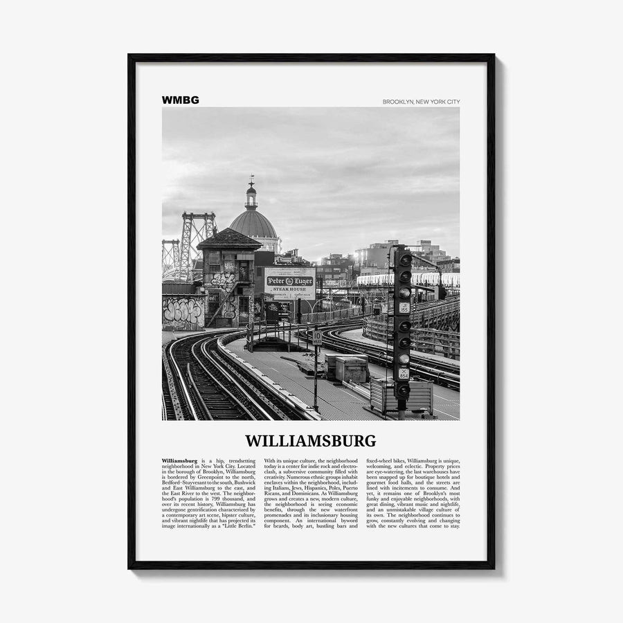 Williamsburg Print Black and White New York No 2, Williamsburg Wall Art, Williamsburg Poster, Brooklyn, USA, United States, North America