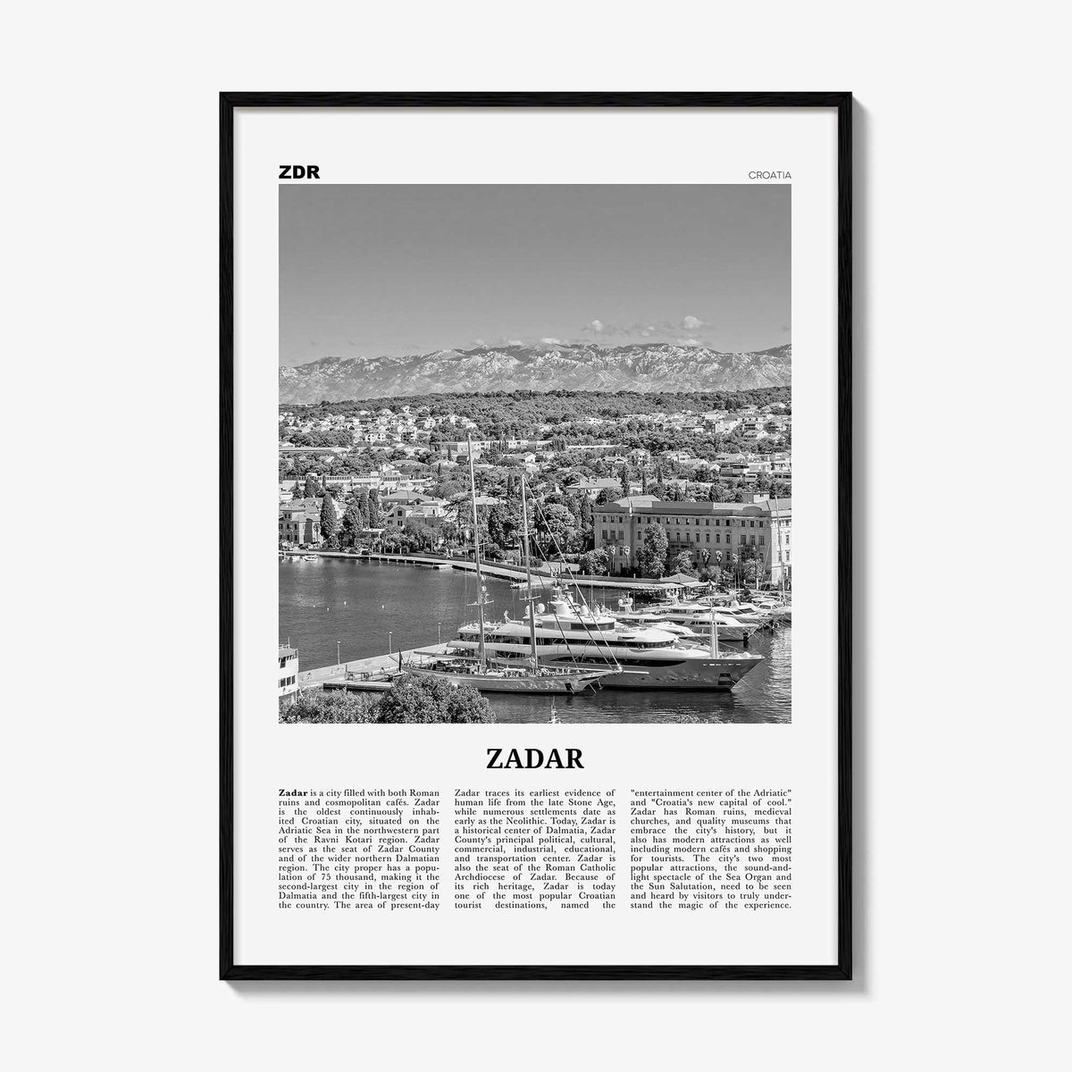 Zadar Print Black and White, Zadar Wall Art, Zadar Poster, Zadar Photo, Zadar Wall Decor, Zára, Croatia, Hrvatska, Europe